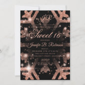 Roos Gold Glitter Winter Sweet 16 Birthday Kaart (Voorkant)