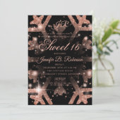 Roos Gold Glitter Winter Sweet 16 Birthday Kaart (Staand voorkant)