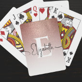 Roos Gold Glitter Wit Monogram Zwart Script Naam Pokerkaarten