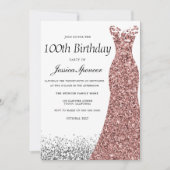 Roos Gold Glitter Womans 100e verjaardag Kaart (Voorkant)