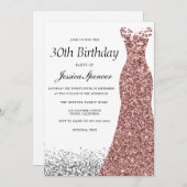 Roos Gold Glitter Womans 30e verjaardag Kaart (Voorkant / Achterkant)