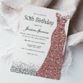 Roos Gold Glitter Womans 50e verjaardag Kaart