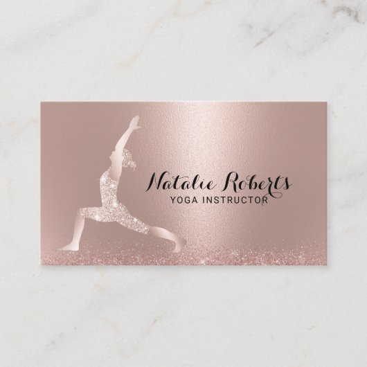 Roos Gold Glitter Yoga Pose Yoga Instructeur Visitekaartje (Voorkant)
