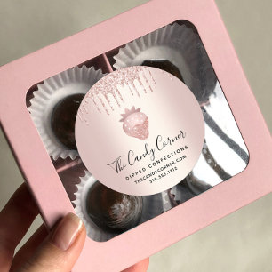 Roos Gold Glitter zorgt voor een aardbeienbesmetti Ronde Sticker