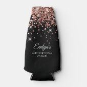 Roos Gold Glitter Zwart 40e Verjaardag Flesjeskoeler (Voorkant)