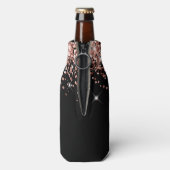 Roos Gold Glitter Zwart 40e Verjaardag Flesjeskoeler (Fles Achterkant)