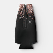 Roos Gold Glitter Zwart 40e Verjaardag Flesjeskoeler (Achterkant)