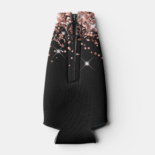 Roos Gold Glitter Zwart 40e Verjaardag Flesjeskoeler (Achterkant)