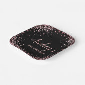 Roos Gold Glitter Zwart 60e Verjaardag Monogram Papieren Bordje (Gebogen)