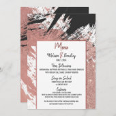 Roos Gold Glitter Zwart Brushstroke Wedding Menu (Voorkant / Achterkant)