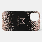 Roos Gold Glitter Zwart Gepersonaliseerde naam Case-Mate iPhone Case (Achterkant (horizontaal))