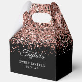Roos Gold Glitter Zwart Sweet Sixteen Bedankdoosjes (Voorkant)