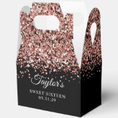 Roos Gold Glitter Zwart Sweet Sixteen Bedankdoosjes (Open)