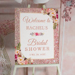 Roos Gold Glitters Floral Vrijgezellenfeest Sign. Poster<br><div class="desc">Breng een beetje glamour naar uw vrijgezellenfeest met dit Roos Gold Glitters Floral Vrijgezellenfeest Welcome Sign. Het bord is ontworpen met een mooie florale structuur in zacht roze en wit, omgeven door een grens van roos goudglitter. Dit teken is perfect voor het hangen bij de ingang van je vrijgezellenfeest, of...</div>
