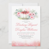 Roos Gold Glitters Pompoen Herfst bruiloft uitnodi Kaart (Voorkant)