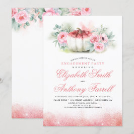 Roos Gold Glitters Pompoen Herfst Verlovingsfeest Kaart