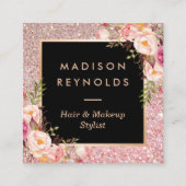Roos Gold Glitters Roze Bloemen Salon Afspraak Afsprakenkaartje (Voorkant)
