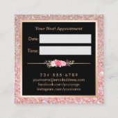 Roos Gold Glitters Roze Bloemen Salon Afspraak Afsprakenkaartje (Achterkant)