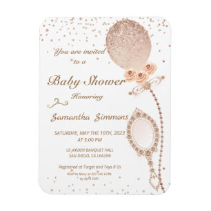 Roos Gold Glittery Ballon Baby shower Magneet