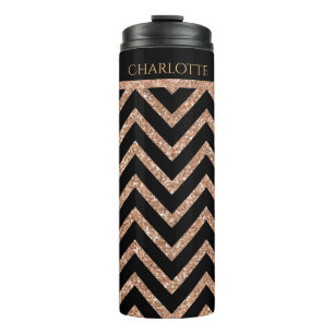 Roos Gold Glittery Chevron Custom Thermal Tumbler Thermosbeker