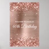 Roos Gold Glittery Folie 40th Birthday Welkom Poster (Voorkant)