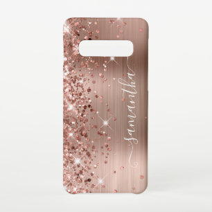 Roos Gold Glittery Folie Girly Signature Samsung Galaxy S10 Hoesje