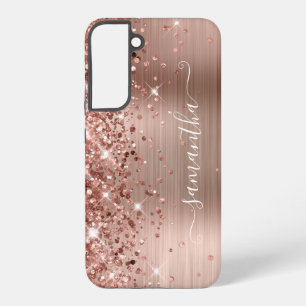 Roos Gold Glittery Folie Girly Signature Samsung Galaxy Hoesje