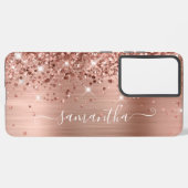 Roos Gold Glittery Folie Girly Signature Samsung Galaxy Hoesje (Achterkant horizontaal)