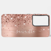 Roos Gold Glittery Folie Girly Signature Samsung Galaxy Hoesje (Linkerkant)