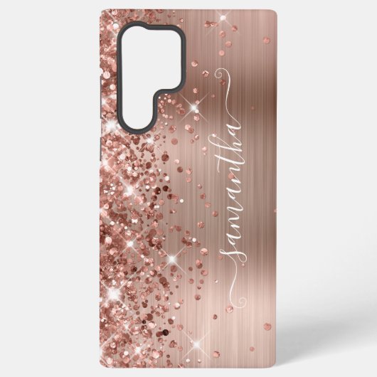 Roos Gold Glittery Folie Girly Signature Samsung Galaxy Hoesje (Achterkant)