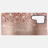 Roos Gold Glittery Folie Girly Signature Samsung Galaxy Hoesje (Achterkant horizontaal)