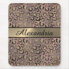 Roos Gold Glittery Leopard Muismat