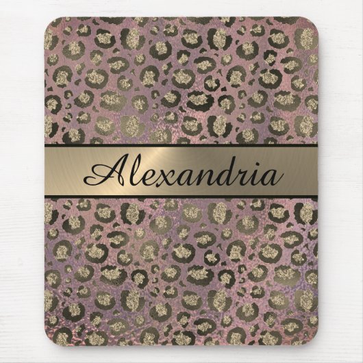 Roos Gold Glittery Leopard Muismat (Voorkant)