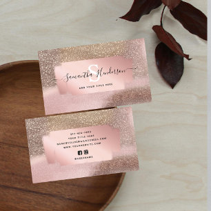 Roos Gold Glittery Pastel Glam Waterverf Brush Visitekaartje