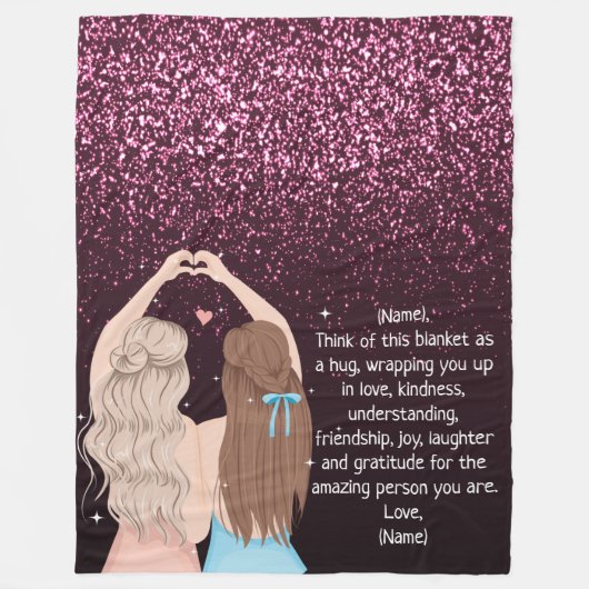 Roos Gold Glittery Sparkle Girls - Aangepaste noti Fleece Deken (Voorkant)