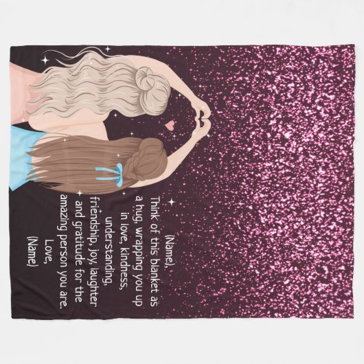 Roos Gold Glittery Sparkle Girls - Aangepaste noti Fleece Deken (Voorkant (Horizontaal))