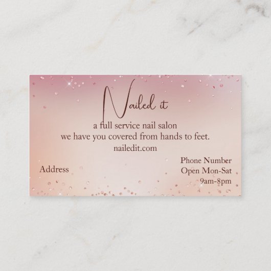 Roos Gold Glittery Visitekaartje (Achterkant)