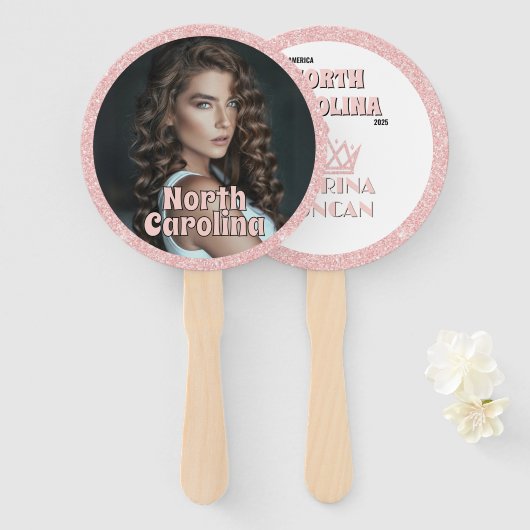 Roos Gold Glitz Pageant Fan Waver 10-Pack Handwaaier (Voorkant en achterkant)