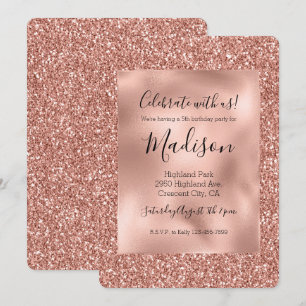 Roos Gold Glitz Stijlvolle Glam Glitter Kaart