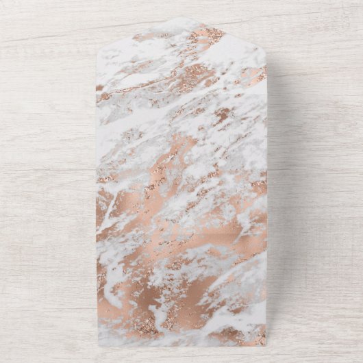 Roos Gold Glitz White marmer All In One Uitnodiging (Buitenkant)