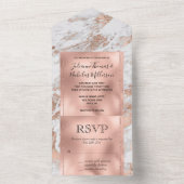 Roos Gold Glitz White marmer All In One Uitnodiging (Binnen)