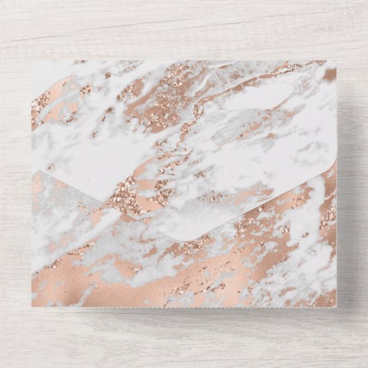 Roos Gold Glitz White marmer All In One Uitnodiging (Achterkant)