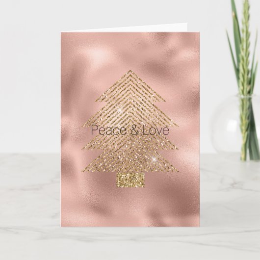 Roos Gold Glitzy Glitter kerstboom Kaart (Voorkant)