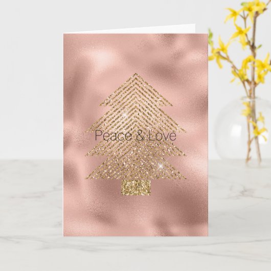 Roos Gold Glitzy Glitter kerstboom Kaart (Gele Bloem)