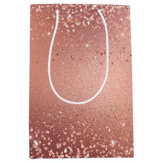 Roos Gold Glitzy Glitter Sparkle Medium Cadeauzakje (Voorkant)