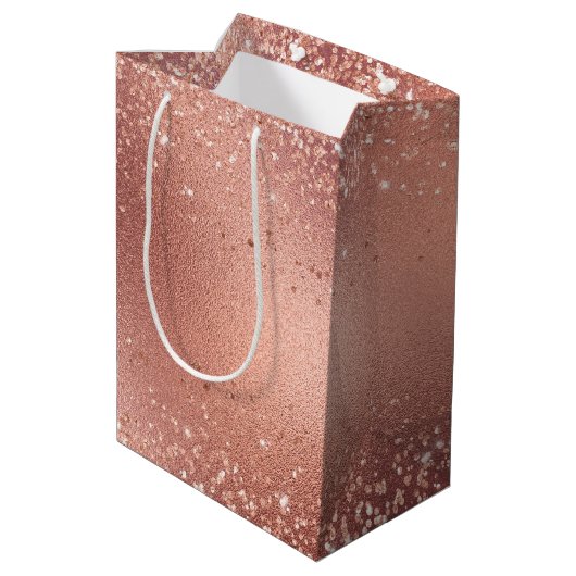 Roos Gold Glitzy Glitter Sparkle Medium Cadeauzakje (Achterkant Gekanteld)