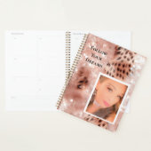 Roos Gold Glitzy Pink Leopard Uw foto Planner (Display)