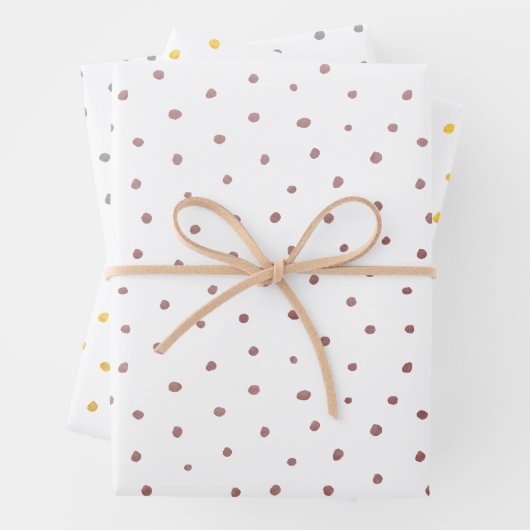 Roos Gold, Gold en Silver Foil Dot Pattern Inpakpapier Vel (In situ)