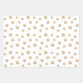 Roos Gold, Gold en Silver Glitter Paw Prints Inpakpapier Vel (Voorkant 2)