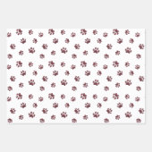 Roos Gold, Gold en Silver Glitter Paw Prints Inpakpapier Vel (Voorkant)